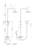 Душевая система 35к ПРОФСАН ПСМ-800-88GA клавиш.упр. лейка "Тропич. душ круг" + гигиен. лейка ГРАФИТ