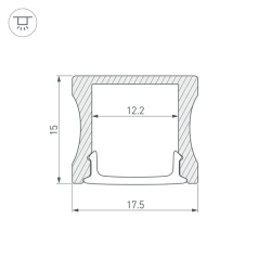 Профиль с экраном ALU-SLIM-H15-2000 ANOD+FROST (Arlight, Алюминий) 018246