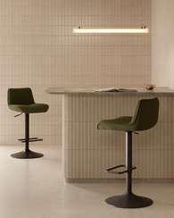 Барный стул Zenda 64-86 см, зеленая синель, черная ножка