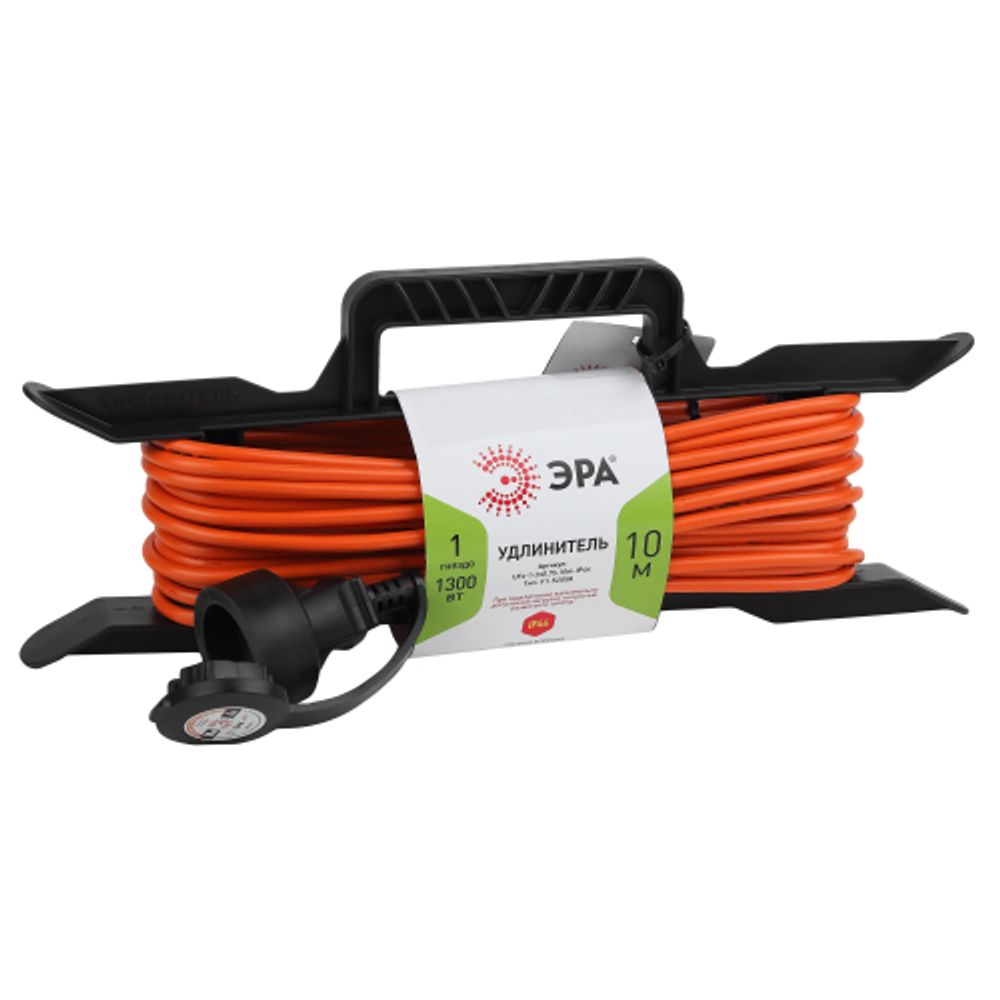 Удлинитель силовой ЭРА UFx-1-2x0.75-10m на рамке без заземления 1 розетка 10м ПВС 2x0.75мм2 | Силовые удлинители