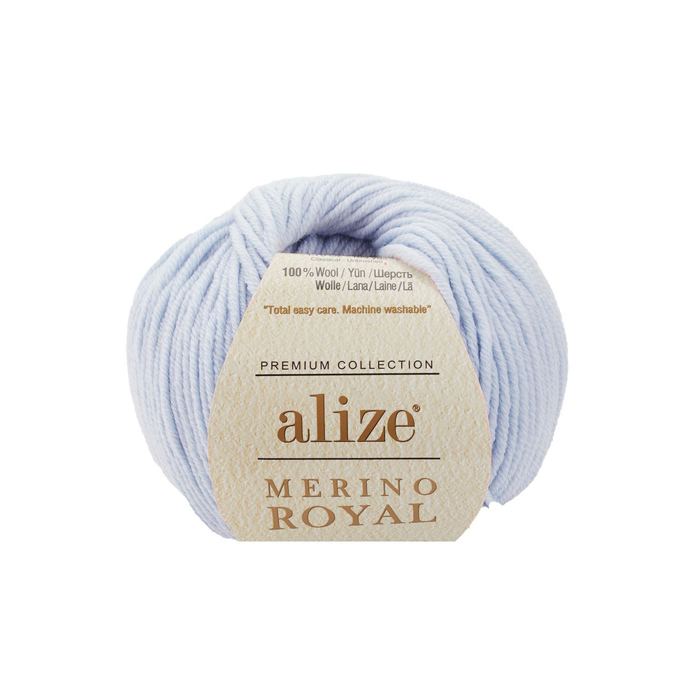 Мерино роял (Merino royal) пряжа Alize 100%шерсть5х50г/100м 480 светло голубой