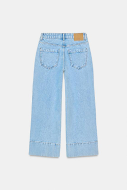 ZARA ДЖИНСЫ Z1975 WIDE-LEG CROPPED С ВЫСОКОЙ ПОСАДКОЙ, ГОЛУБОЙ