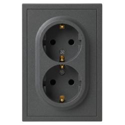 Розетка ЭРА Galaxy 15-2104-06 с заземлением двойная 2X2P+E Schuko 16А-250В IP20 графит | Эра Galaxy