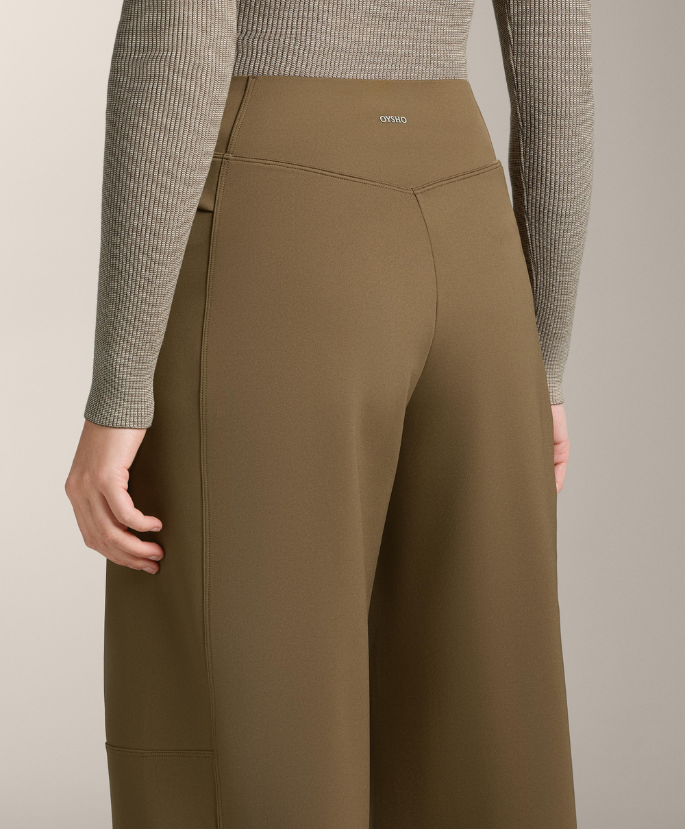 OYSHO Брюки прямого кроя с высокой посадкой и эффектом неопрена, оливково-зеленый