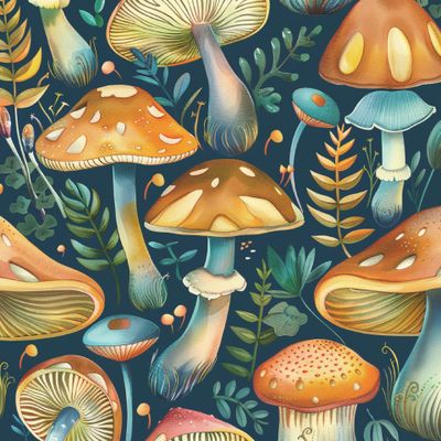 Сказочный принт с грибами
