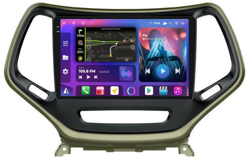 Магнитола для Jeep Cherokee 2014+ - FarCar BM608M-2K монитор 10.36" 2K QLED на Android 14, TS10, 4+32Гб, CarPlay, 4G SIM-слот