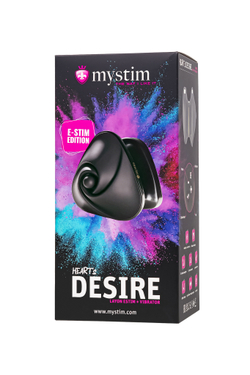 Вибратор Mystim Heart s Desire с электростимуляцией, силикон, черный, 6,7 см
