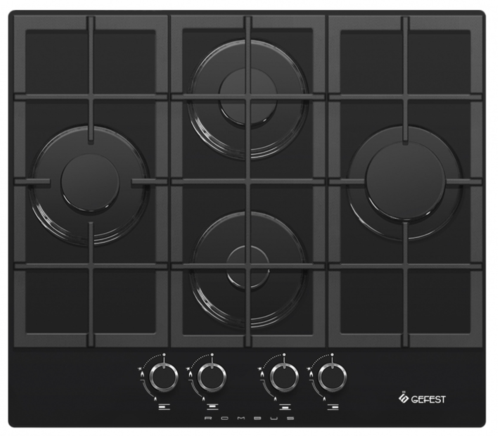 Поверхность варочная  Гефест ПВГ 2231  К3 (черное стекло (ромб), газ/к, 60*52)