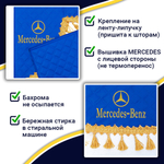 Ламбрекен с косынками двусторонние MERCEDES (экокожа, синий, золотые кисточки)