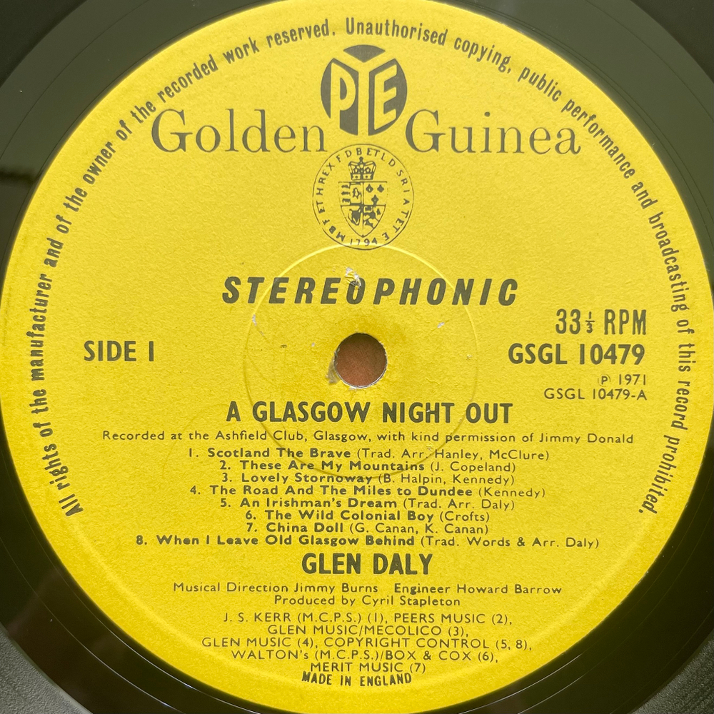 Glen Daly ‎– A Glasgow Night Out (Англия)