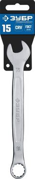 ЗУБР 15 мм, комбинированный гаечный ключ, Профессионал (27087-15)