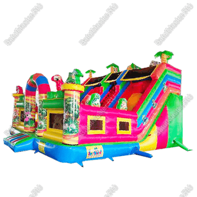 Коммерческий надувной батут "Дружная компания с окнами", 8*6*5,5 m