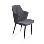 Стул с подлокотниками Hunt ромб, бархат серый 27 / чёрный конус