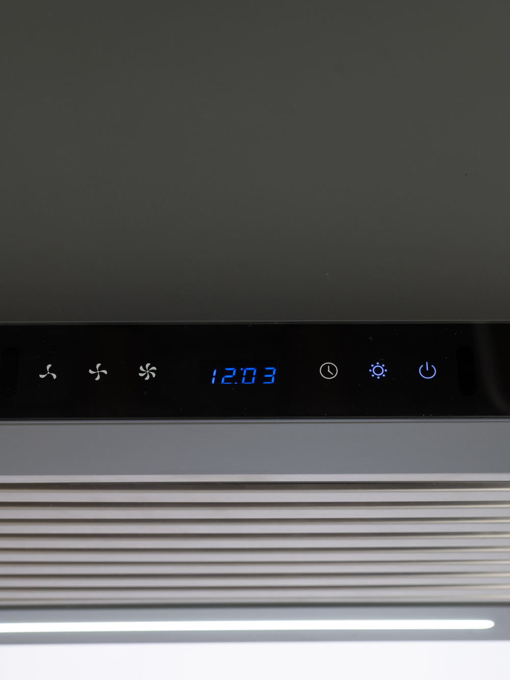 Вытяжка кухонная MACBI Perfa-60G-baf (GREY) серый, D150мм, 1200м3/ч, полновстраиваемая, мотор 230Ватт, стекло 60см, сенсорное управление + управление жестами