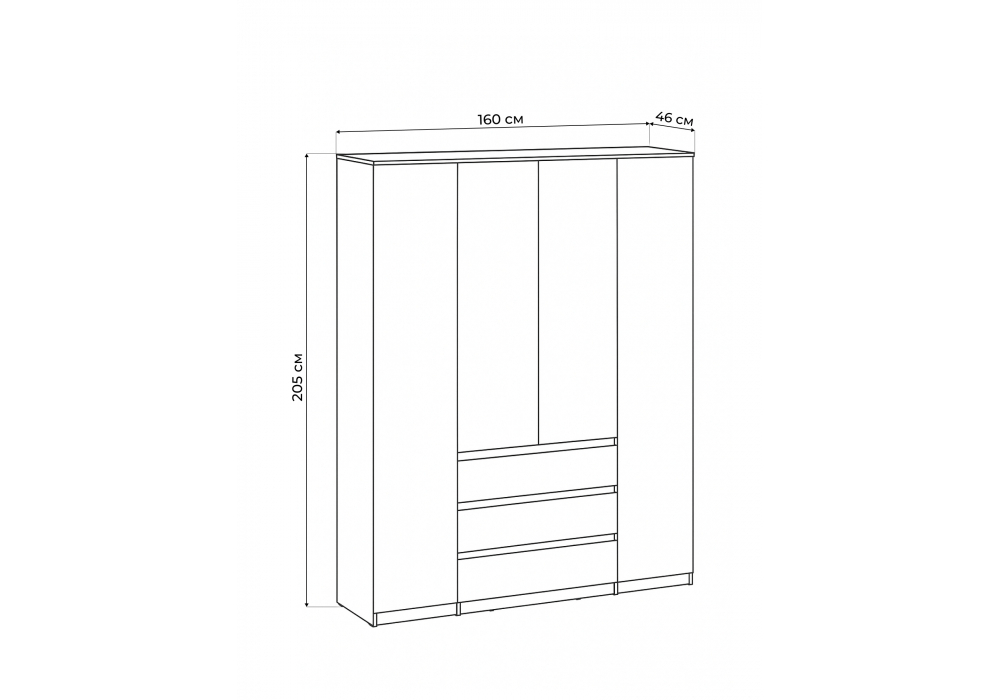 Шкаф Woodville Сибити четырехстворчатый графит серый