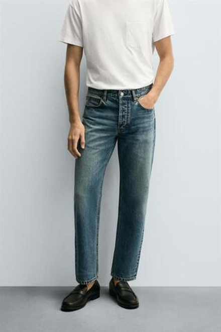 ZARA ДЖИНСЫ STRAIGHT FIT REGULAR, ВЫЦВЕТШИЙ СИНИЙ