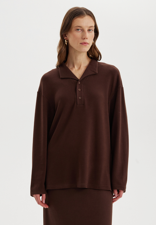 Удлинённый свитшот-поло