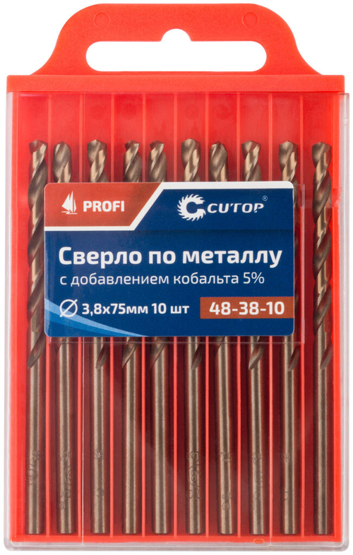 Сверло по металлу Cutop Profi с кобальтом 5% 3,8 x 75 мм, (10 шт/упак)---