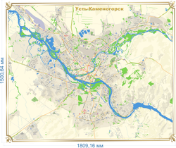План - схема города Усть - Каменогорск ламинированная 2026 год