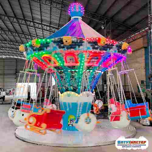 Аттракцион цепочная карусель «Снежная сказка», 12 мест, 4,5×4,5×3,2 м