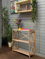Стеллаж деревянный напольный Юск из массива сосны 3 полки, бейц