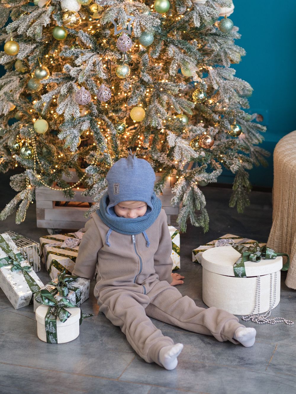 Шапка весенняя/осенняя вязаная ОРЕО (Деним)