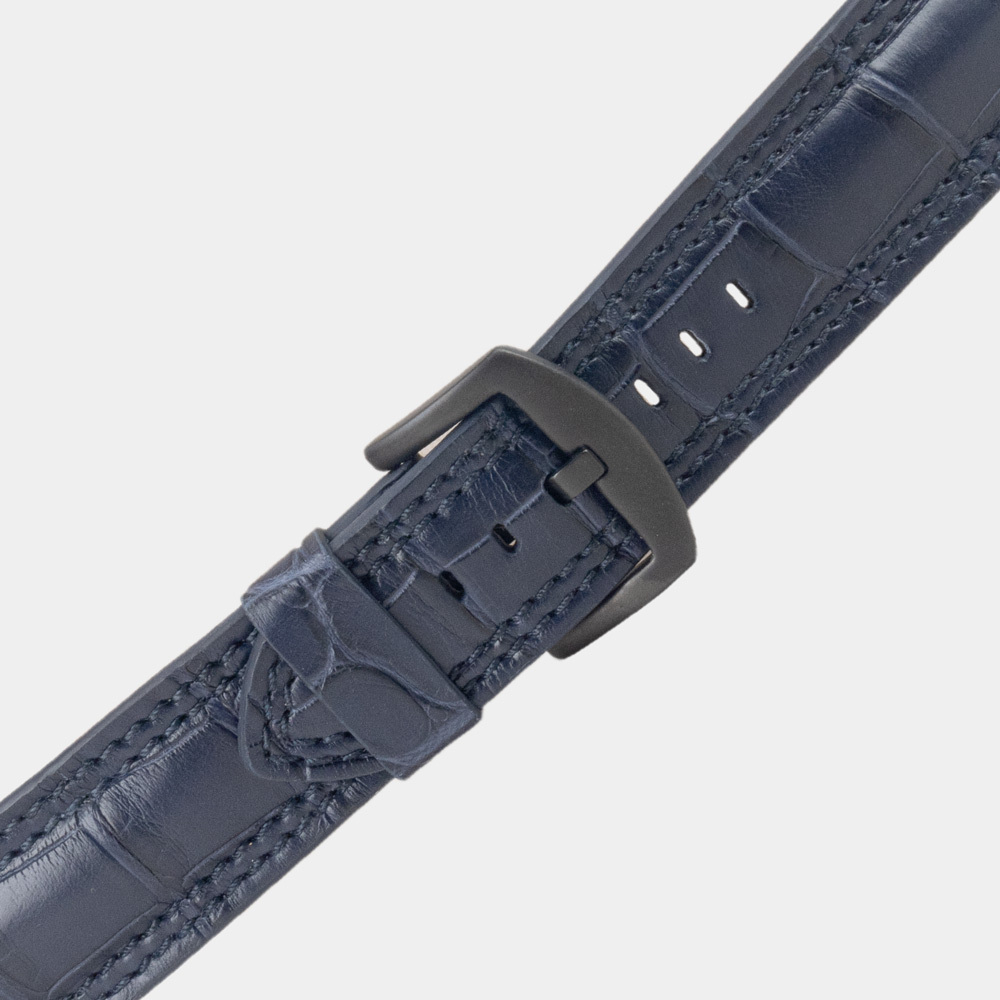 Ремешок для Apple Watch Ultra 49mm из кожи аллигатора, синего цвета