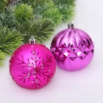 Новогодние шары «Волшебный бал» 8 см (набор 6 шт), Фиолетовый/Фуксия