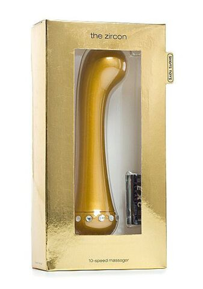 Вибратор для стимуляции точки G The Zircon Gold - 16,7 см. (Цвет: золото)