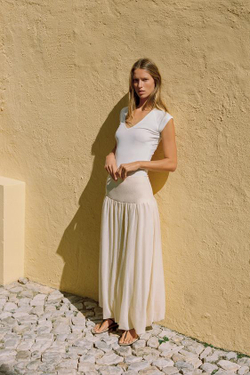 ZARA ЮБКА ОБЪЕМНОГО КРОЯ ИЗ КОМБИНИРОВАННОГО ТРИКОТАЖА, ЭКРЮ