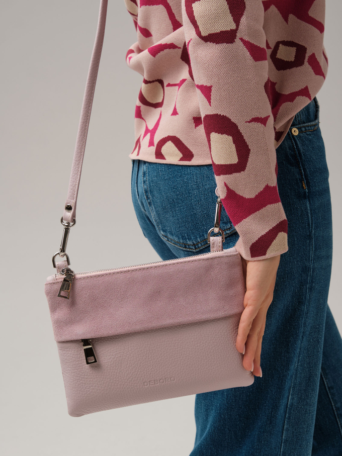 Сумка Deboro 3017 розовая глазурь велюр