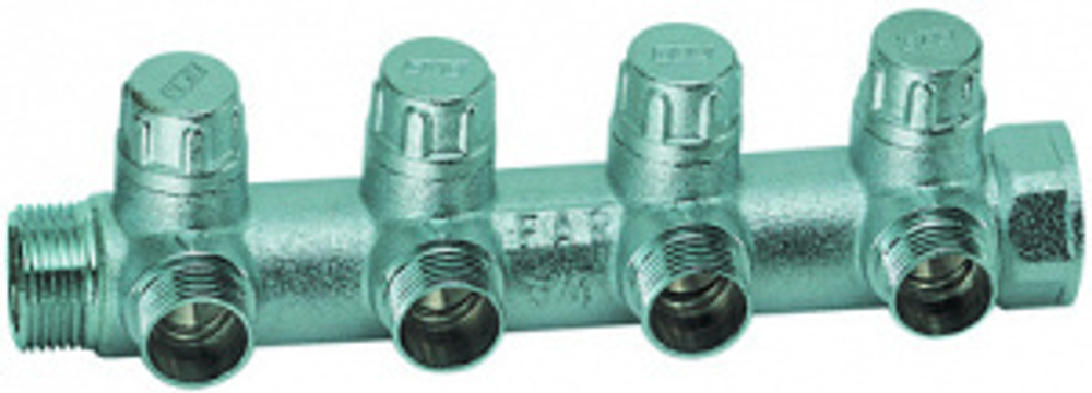 Коллектор запорный 3/4", ВР-НР, 4 отвода М24х19 FAR
