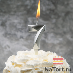 Свечи для торта, цифра 7 (серебро, 5 см)