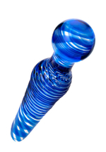 Фаллоимитатор двусторонний из стекла синий 17 см