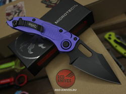 Нож Microtech Stitch Acid Purple AL + пружина A+++ - черный клинок, рукоять фиолетоый алюминий