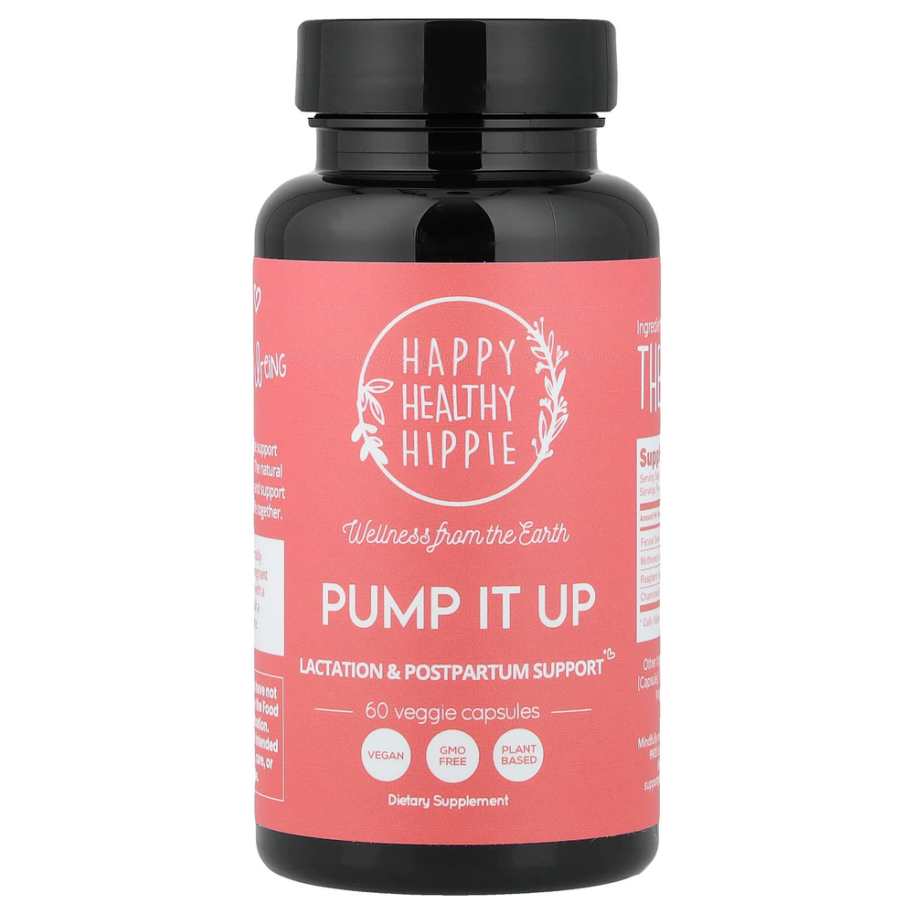 Happy Healthy Hippie, Pump It Up, поддержка лактации и послеродового периода, 60 растительных капсул