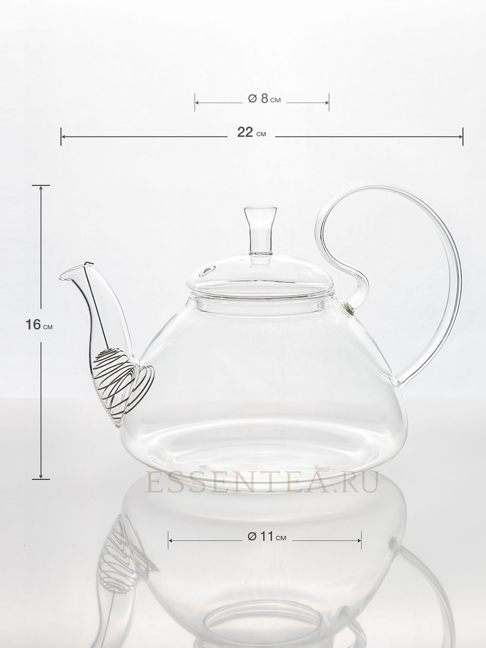 размеры стеклянного чайника