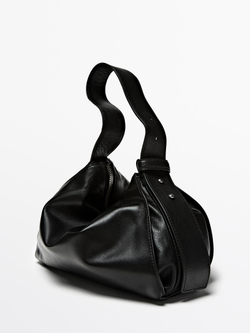 Massimo Dutti Сумка через плечо из кожи наппа, черный