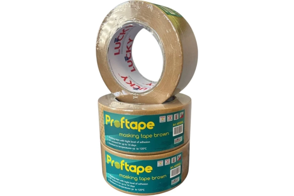 LUCKY Лента малярная бумажная коричневая, УФ 14дн термостойкость 120˚С высокая адгезия 48мм x 50м