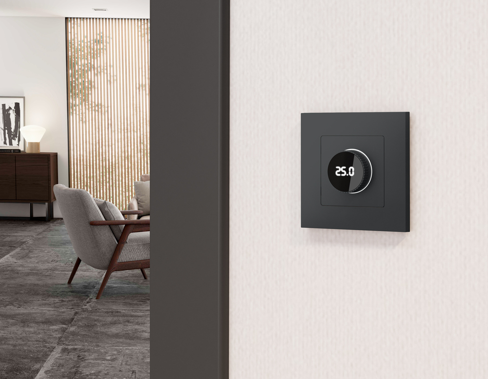 AP9058 Лицевая панель ALFA (Графит мягкое касание) для терморегулятора теплого пола с цифровым дисплеем QUANT