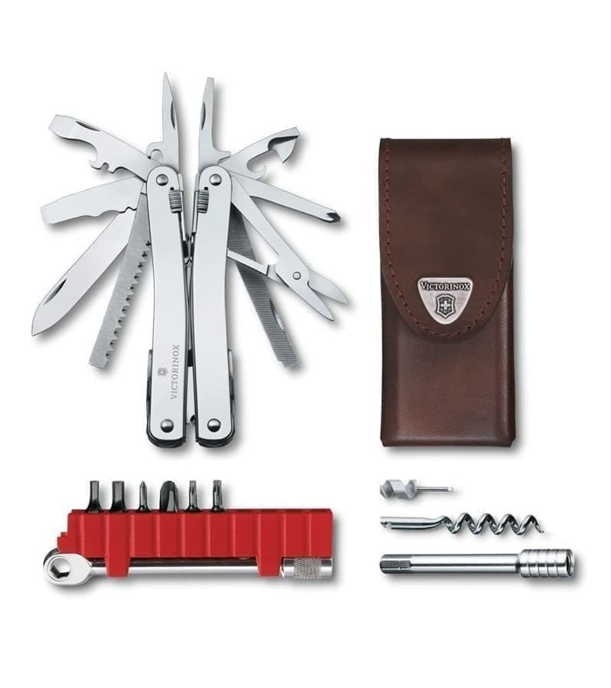 Мультитул VICTORINOX SwissTool Spirit X Plus Ratchet, 105 мм, 36 функций, в кожаном чехле