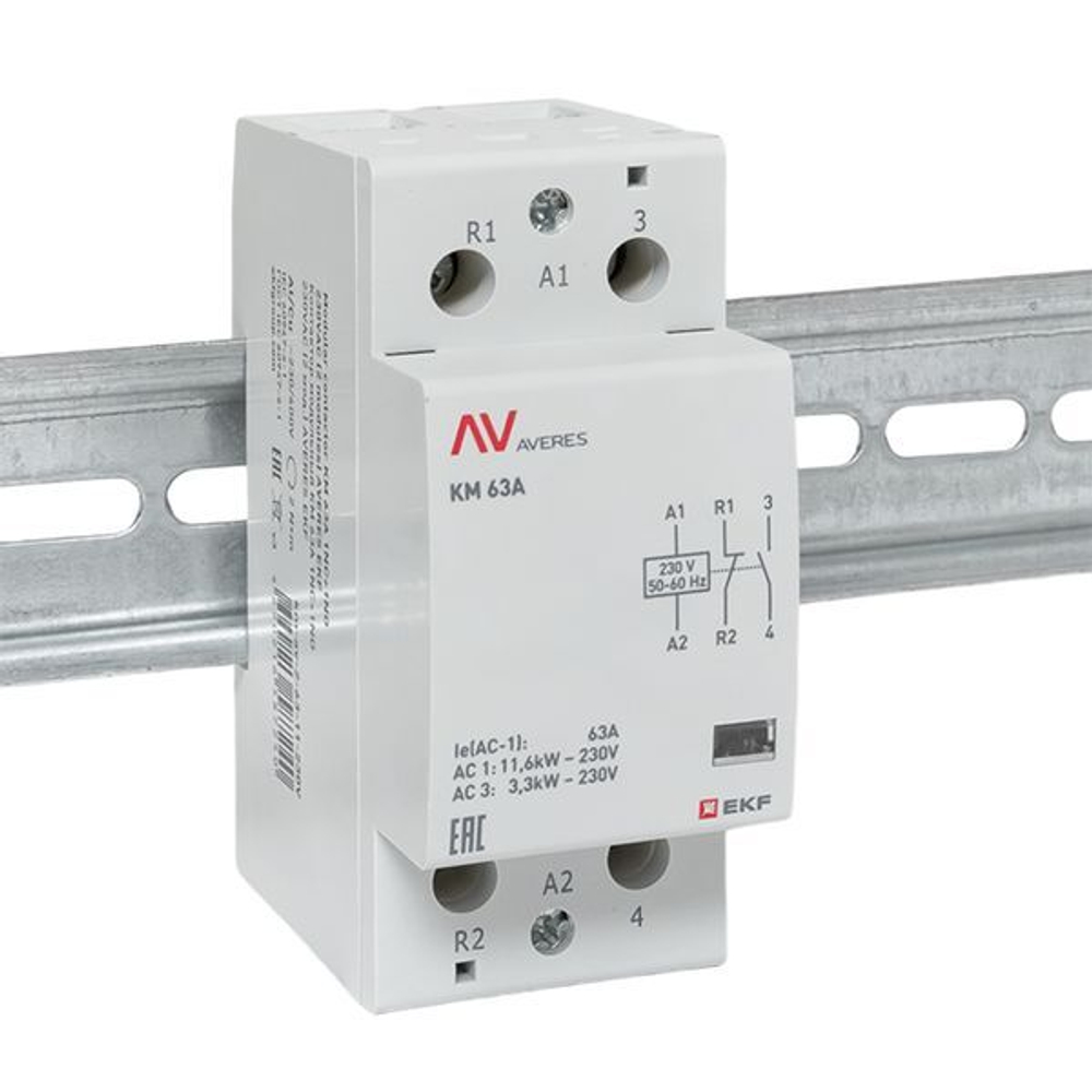 Контактор модульный EKF km-av-2-63-11-230V