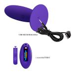 Фиолетовый анальный вибростимулятор 11см с пультом ДУ Pretty Love Remote Control Vibrating Plug Youth BI-040045WL