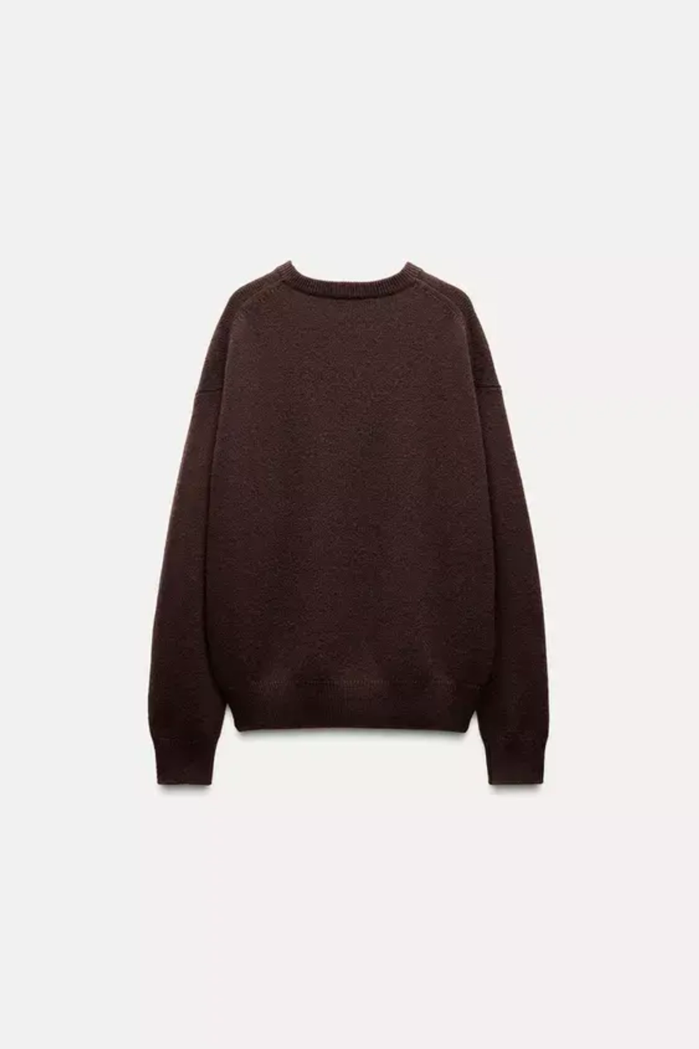 ZARA ОДНОТОННЫЙ СВИТЕР ИЗ 100% КАШЕМИРА, ШОКОЛАДНЫЙ