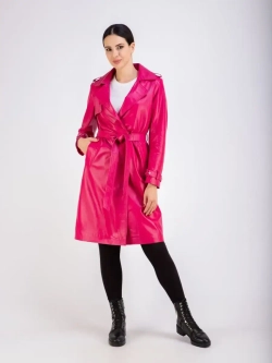 Плащ женский тренчкот длинный кожаный натуральный Турция