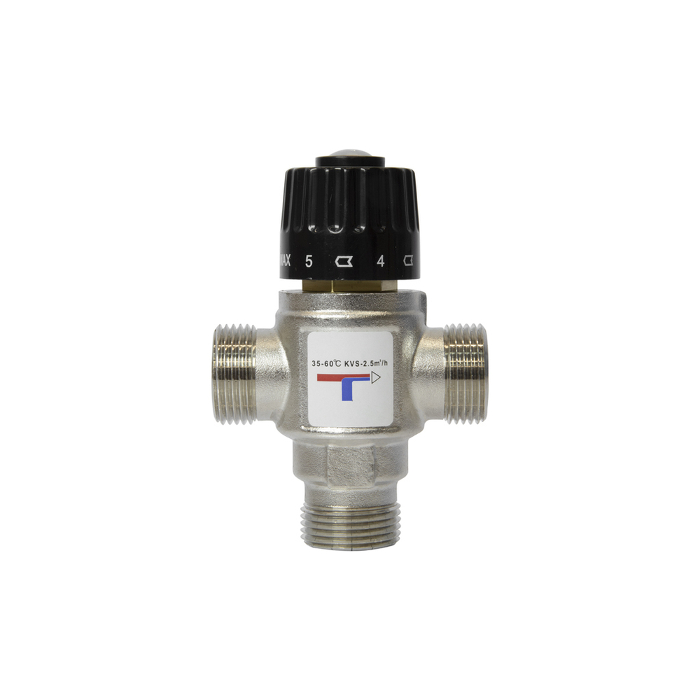 Клапан термосмесительный 3/4'' нар/нар/нар боковое смешение 35-60 град VRT