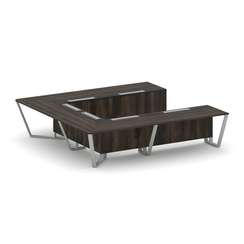 Steel Meet Стол переговорный П-образный KM-PR.B.SP-11P Дуб Мали/Графит Глянец/Металл Серый 3200*3200