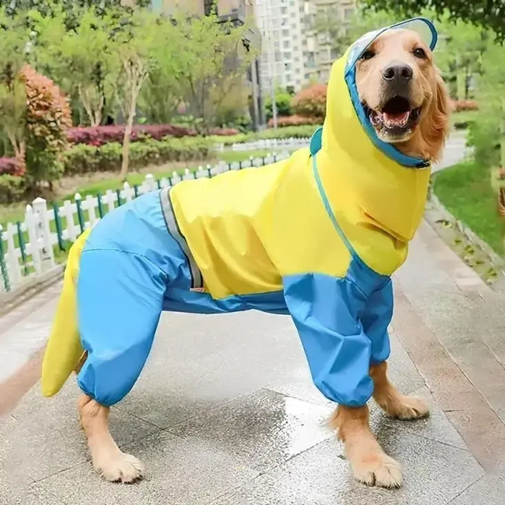 Дождевик для крупных пород собак «KOMFORT», цвет жёлто - голубой, р 4XL