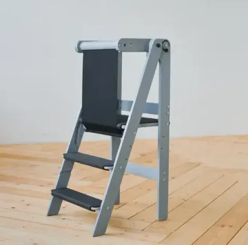 Детский табурет-стремянка "БАШНЯ ПОМОЩНИКА", с аксессуарами (коврики ЭВА, пенал), серый