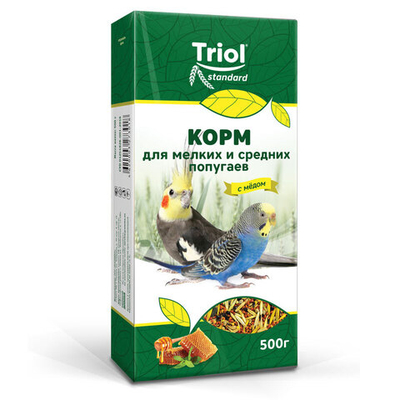 Корм Тriol Standard для мелких и средних попугаев с мёдом, 500г